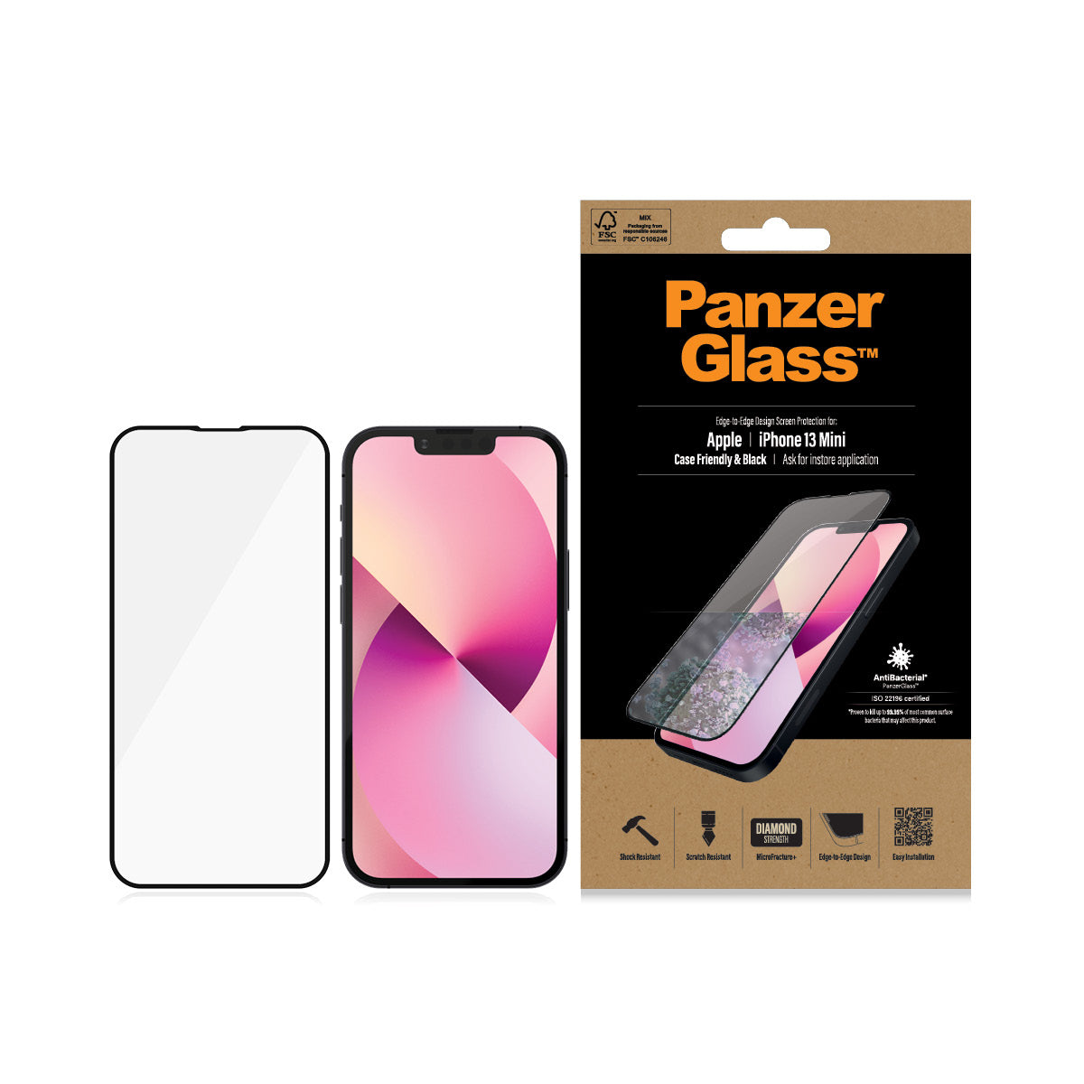 PanzerGlass Displayschutzglas – für Apple iPhone 13 mini, Hartglas, Transparent – 1er-Pack