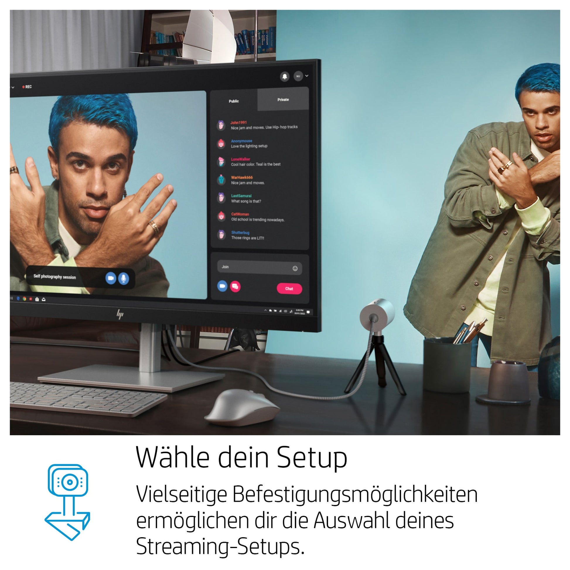 HP 950 – Webcam – 4K, bis 30 fps, USB 3.0, Autofokus, Schwarz