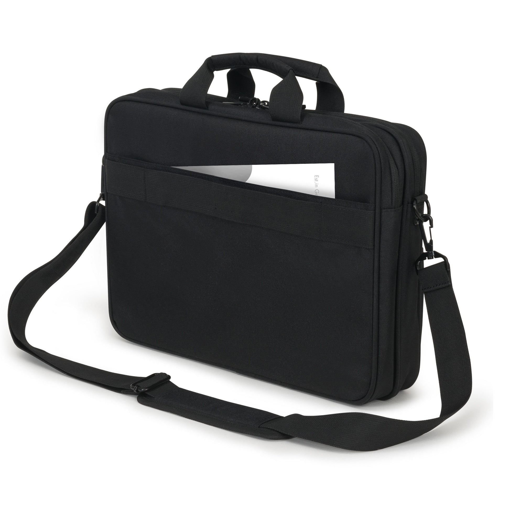 DICOTA Eco Top Traveller SCALE Notebook-Tasche bis 15,6" – Trolley-Band, aus recyceltem PET – Schwarz