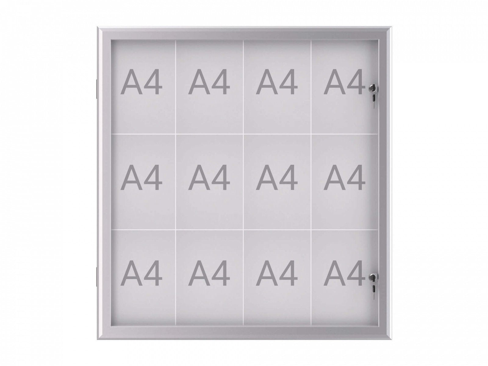 MAUL Schaukasten MAULexcite, 12 × A4 – Stahl, ESG-Glas, abschliessbar, magnethaftend, 95,6 × 100 × 2,8 cm