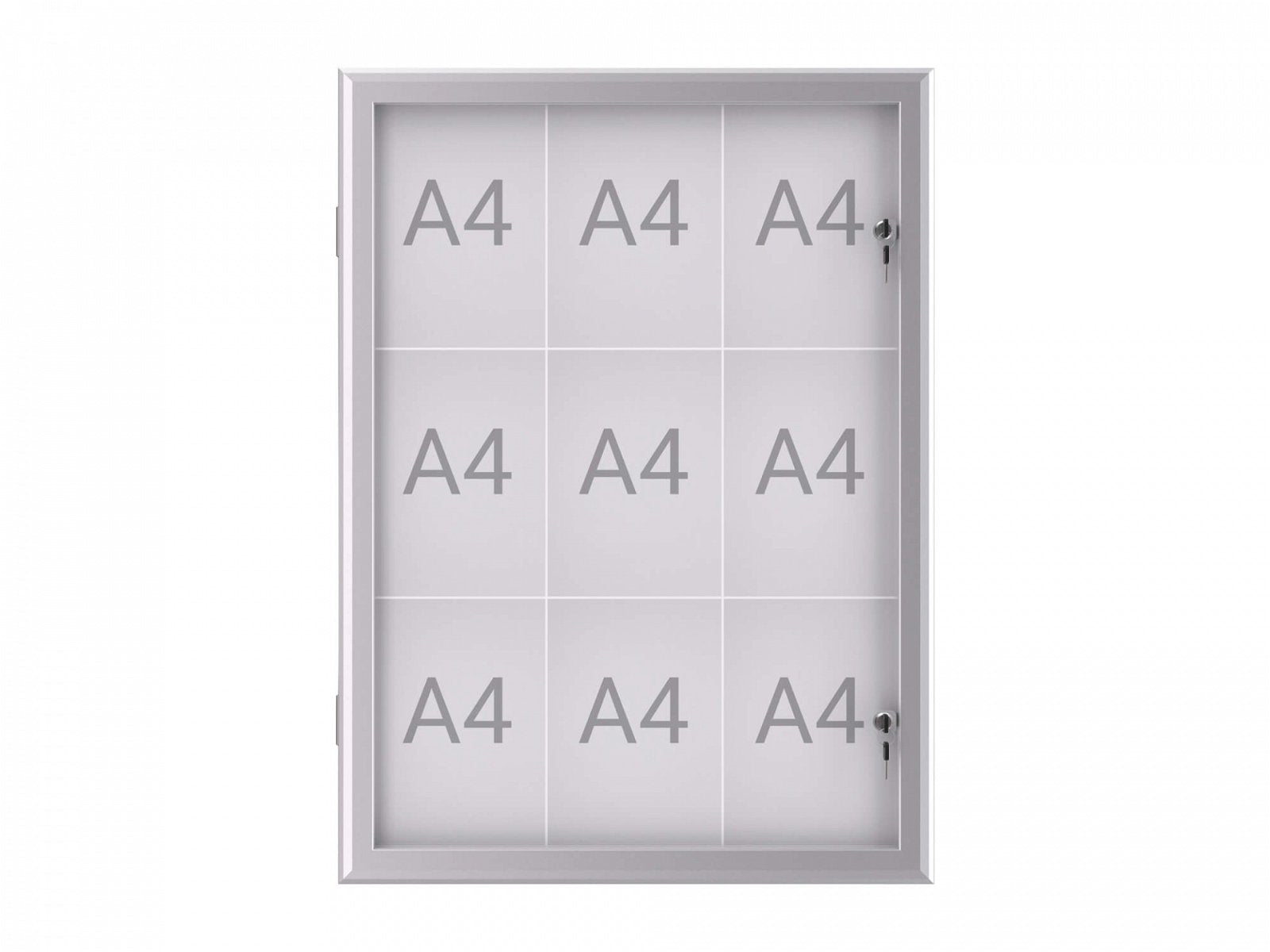 MAUL Schaukasten MAULexcite, 9 × A4 – Aluminium, ESG-Glas, abschliessbar, 73,9 × 100 × 2,8 cm