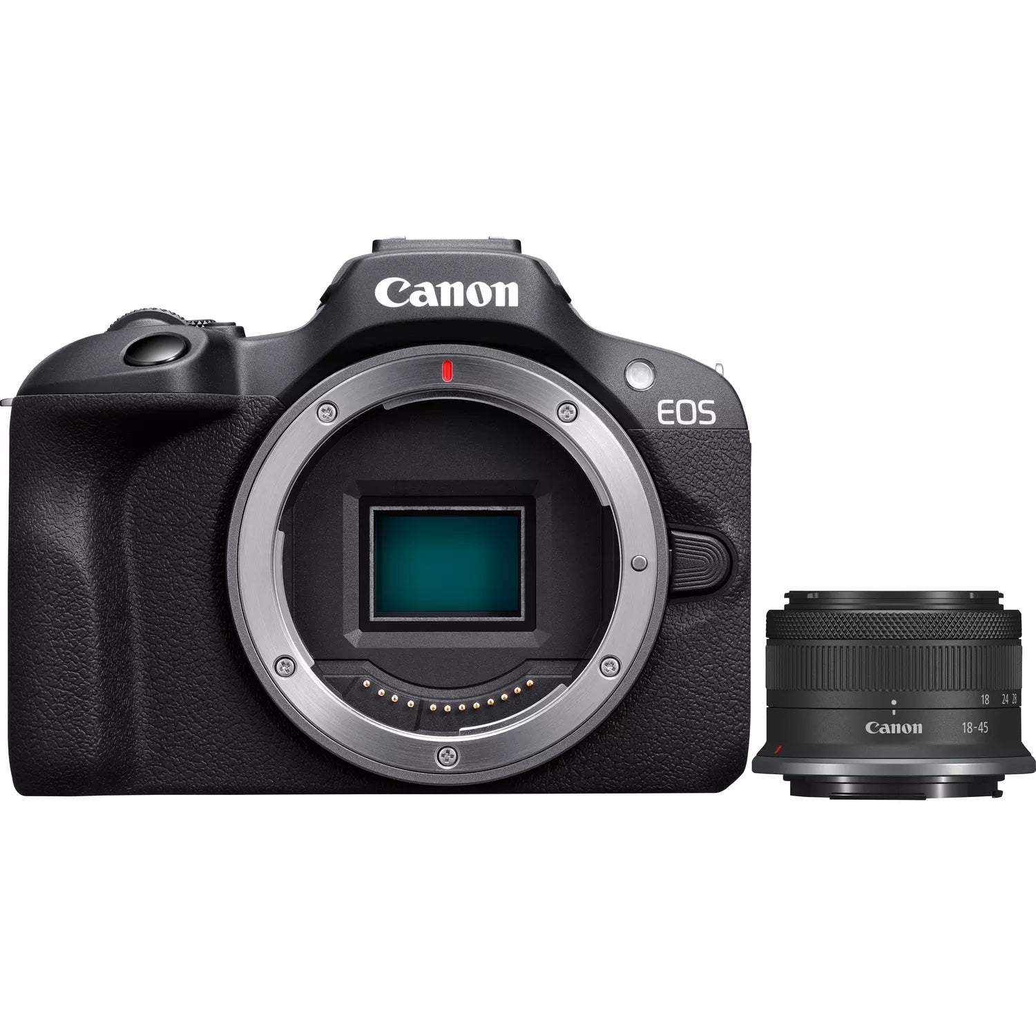Canon EOS R100 Kit RF-S 18–45mm f/4,5–6,3 IS STM – APS-C, 24,1 MP, 4K, schwarz