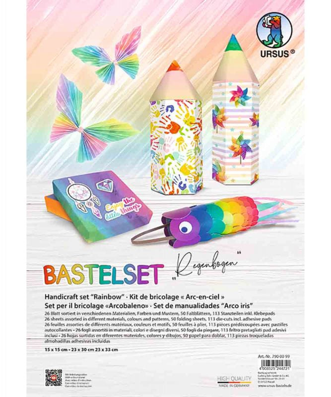 URSUS Bastelset – Rainbow – 189-teilig – 26 Blatt Kunstpapier – ab 5 Jahren