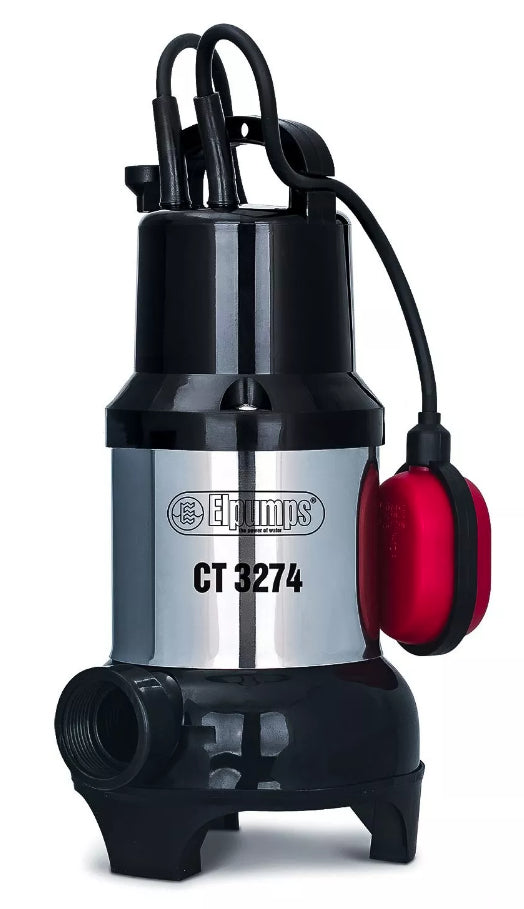 Elpumps Abwasserpumpe CT 4274 S – 16000 l/h, 10 m Förderhöhe, 850 W, 230 V, 1 1/4" IG, IPX8, 10 m Kabel