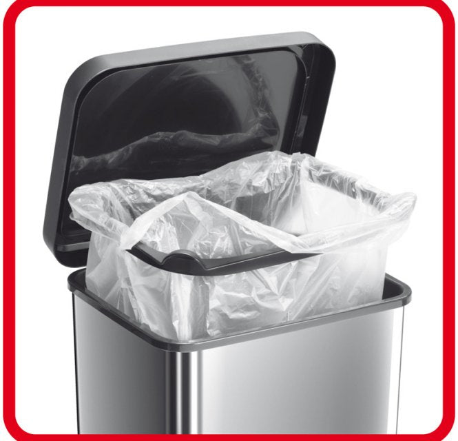Rotho Abfallcontainer Paso – 40 l – mit Deckel – Kunststoff, Weiss – B × H × T 295 × 676 × 353 mm