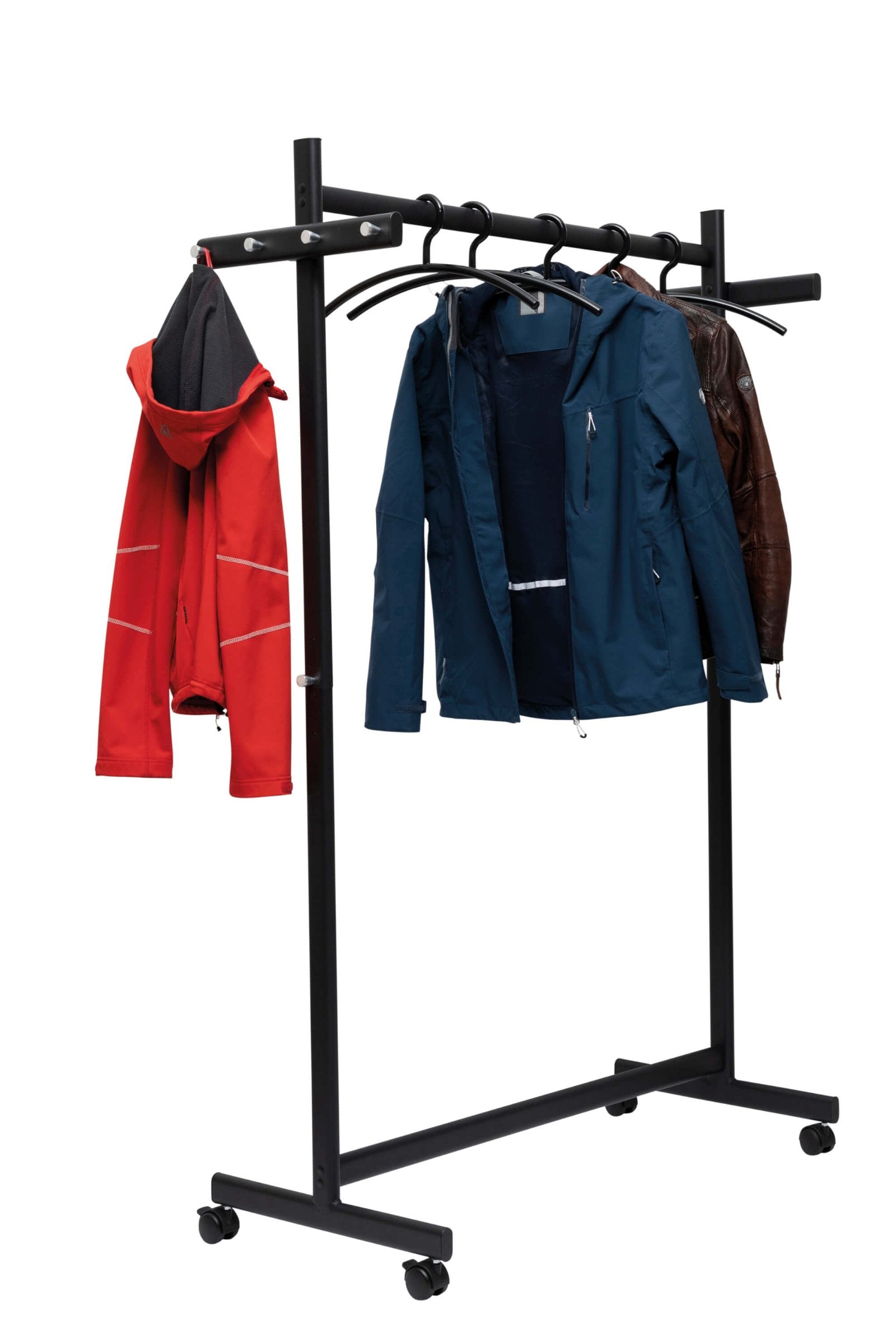 MAUL Garderobenständer Samba – Metall, Schwarz, 172,5 cm, 10 Haken, mit Rollen