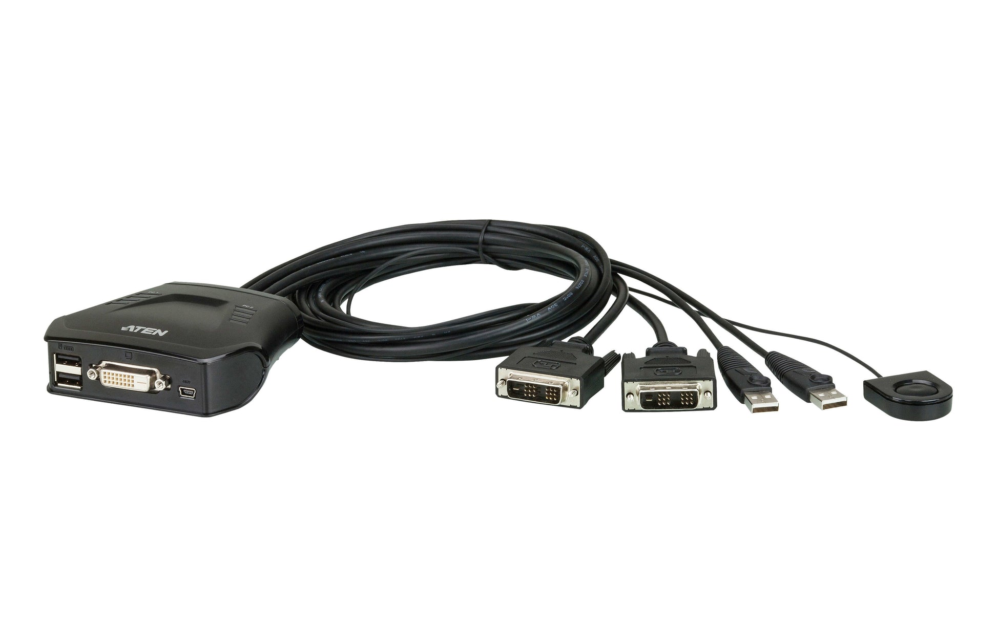 ATEN CS22D – 2-Port DVI-D KVM-Switch – 1920 × 1200/60 Hz, USB 2.0-Hub, Desktop
