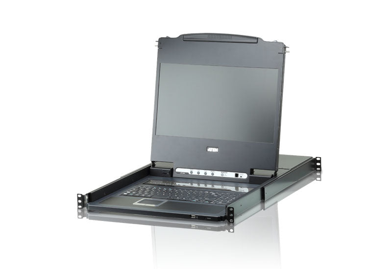 ATEN CL6708MW – 17,3" Rack-LCD-Konsole – 8-Port DVI KVM, 1920 × 1080/60 Hz, USB 2.0, Audio, FR-Layout – 1U