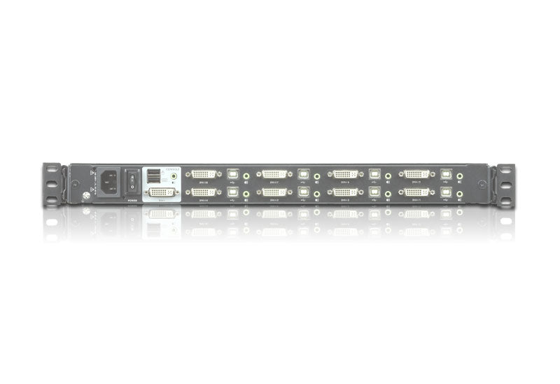 ATEN CL6708MW – 17,3" Rack-LCD-Konsole – 8-Port DVI KVM, 1920 × 1080/60 Hz, USB 2.0, Audio, CH-Layout – 1U