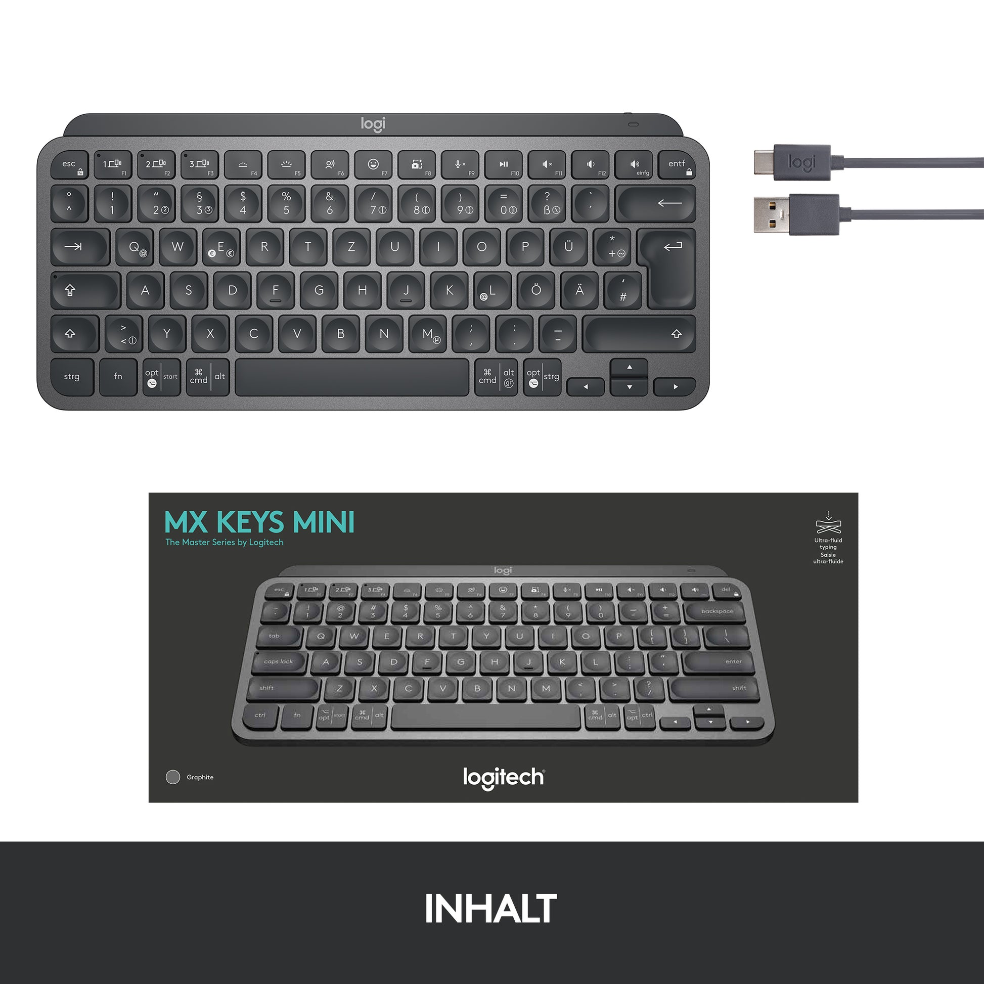 Logitech MX Keys Mini – Tastatur, kabellos, beleuchtet