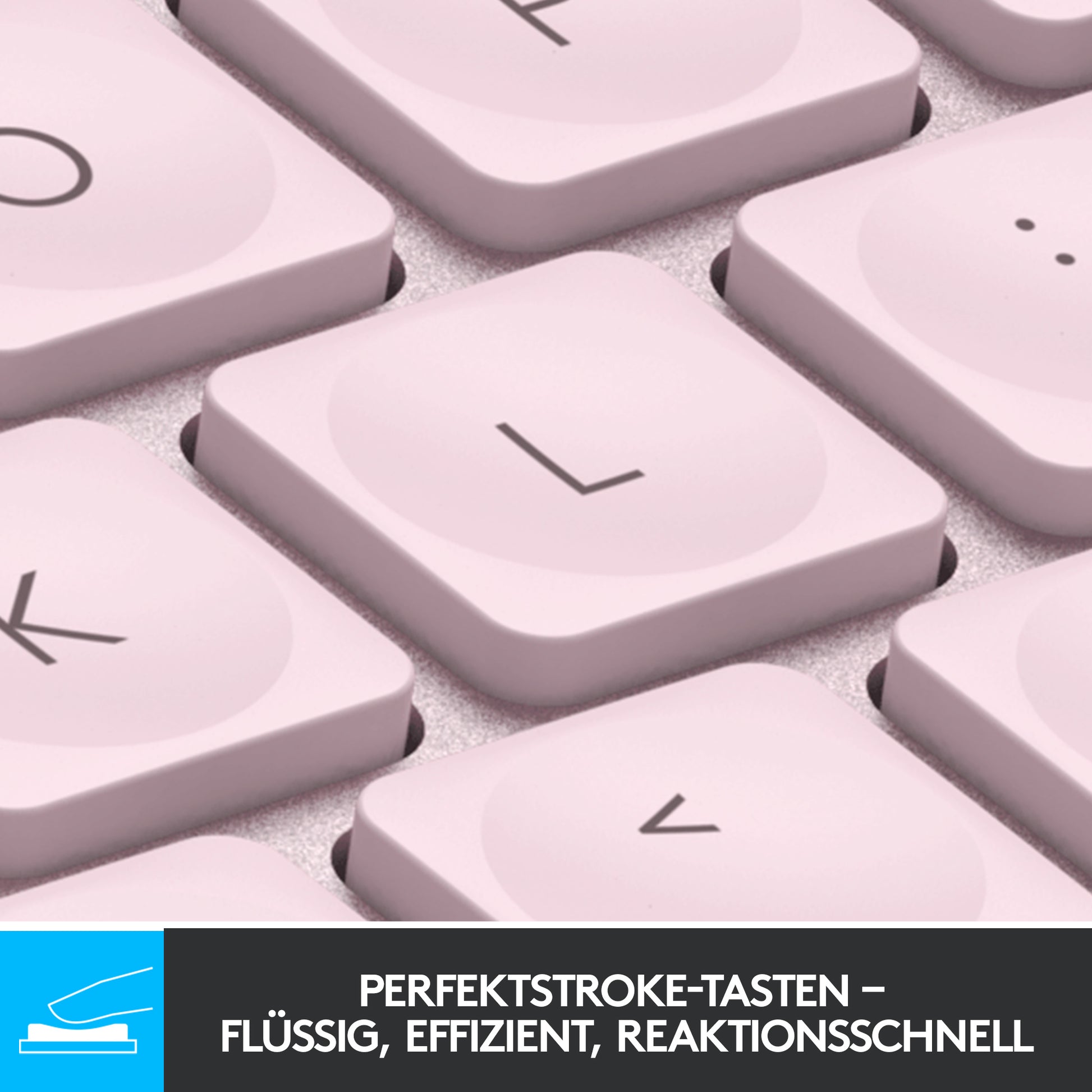 Logitech MX Keys Mini – Tastatur, kabellos (Bluetooth), DE-Layout (DE), beleuchtet, Rosa