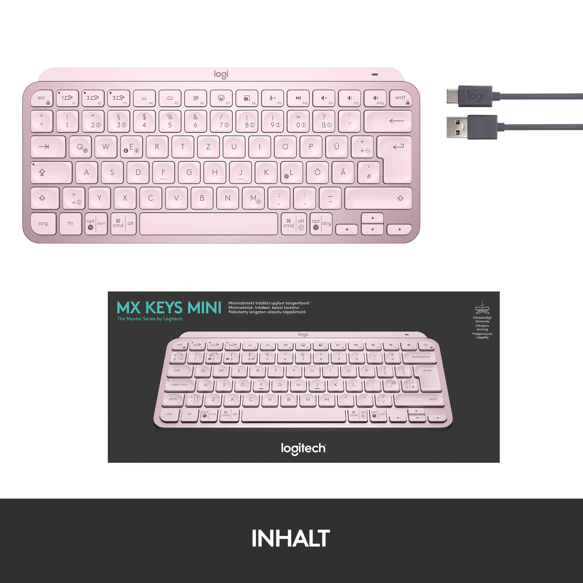 Logitech MX Keys Mini – Tastatur, kabellos (Bluetooth), beleuchtet