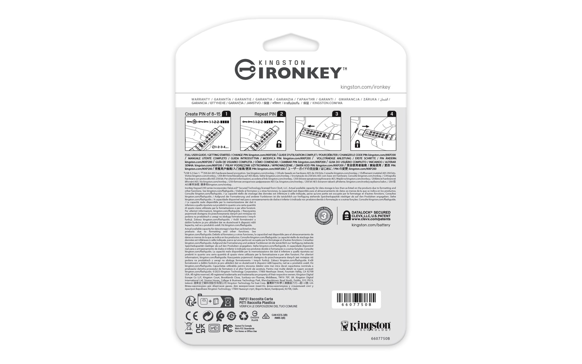 Kingston Technology Kingston IronKey Keypad 200C USB-Stick – 32 GB, USB-C, FIPS 140-3 Level 3 (Ausstehend); AES-256