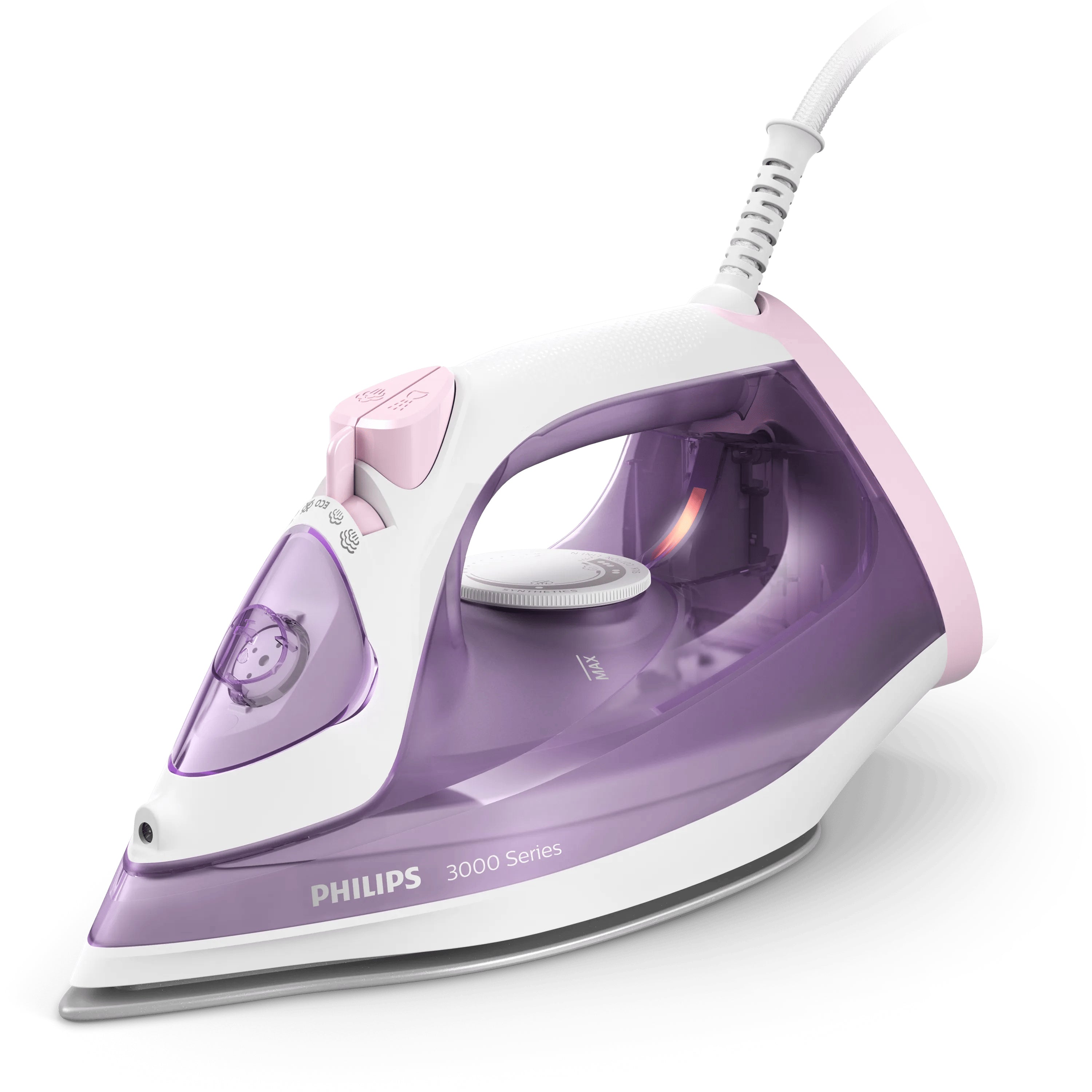 Philips Dampfbügeleisen 3000 Serie DST3010/30 – Keramiksohle, 2000 W, 1,9 m Kabel, Violett/Weiss