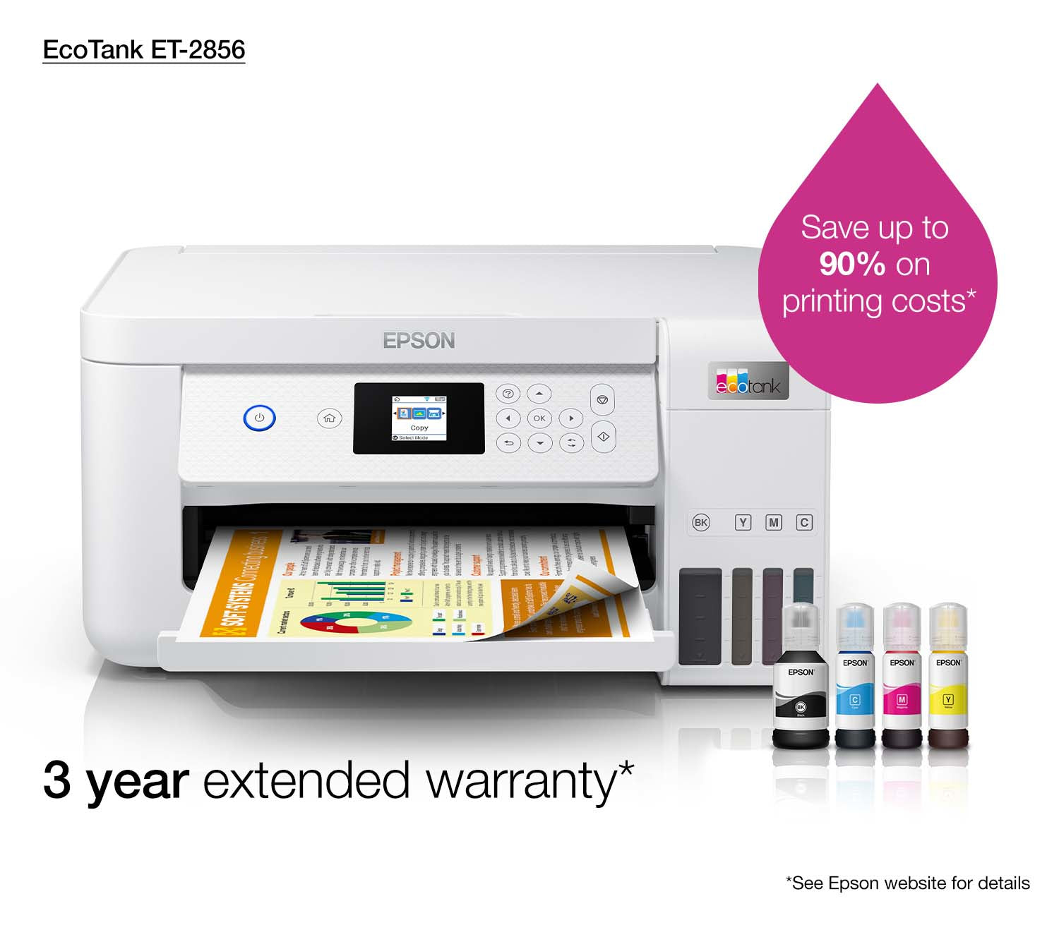 Epson EcoTank ET-2856 – Farbtintenstrahl-Multifunktionsdrucker, A4, 3-in-1, Duplex, WLAN, AirPrint