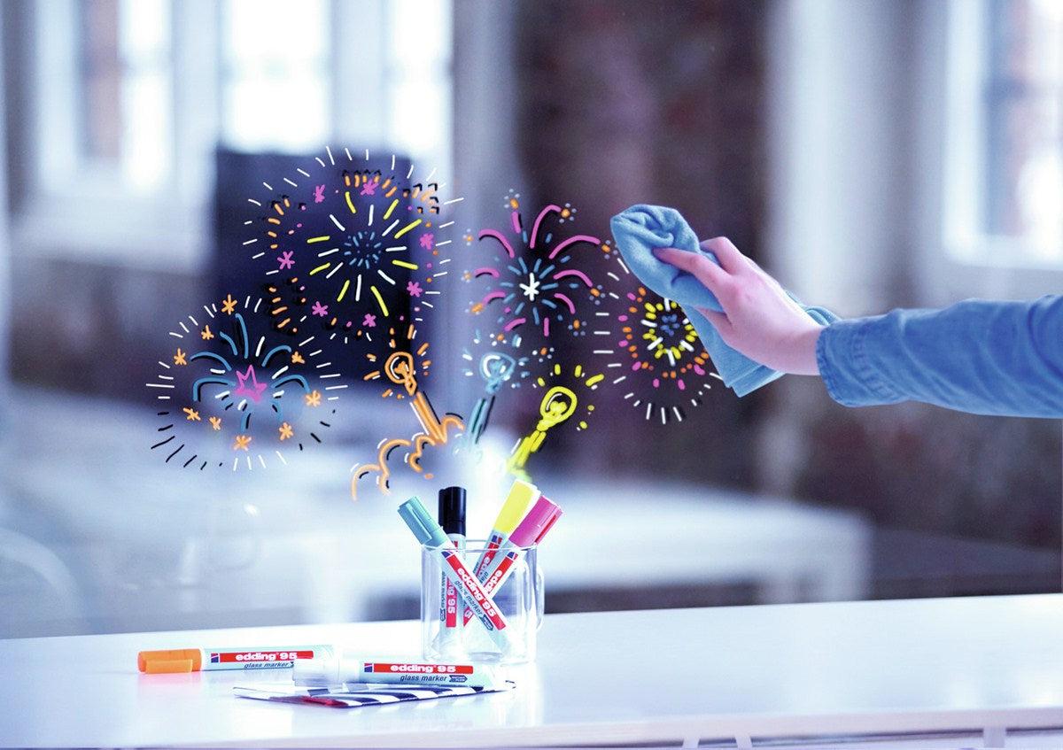 Edding Non-Permanent-Marker Glasboard 95 – Rundspitze 1,5-3 mm – Rosa – Trocken abwischbar