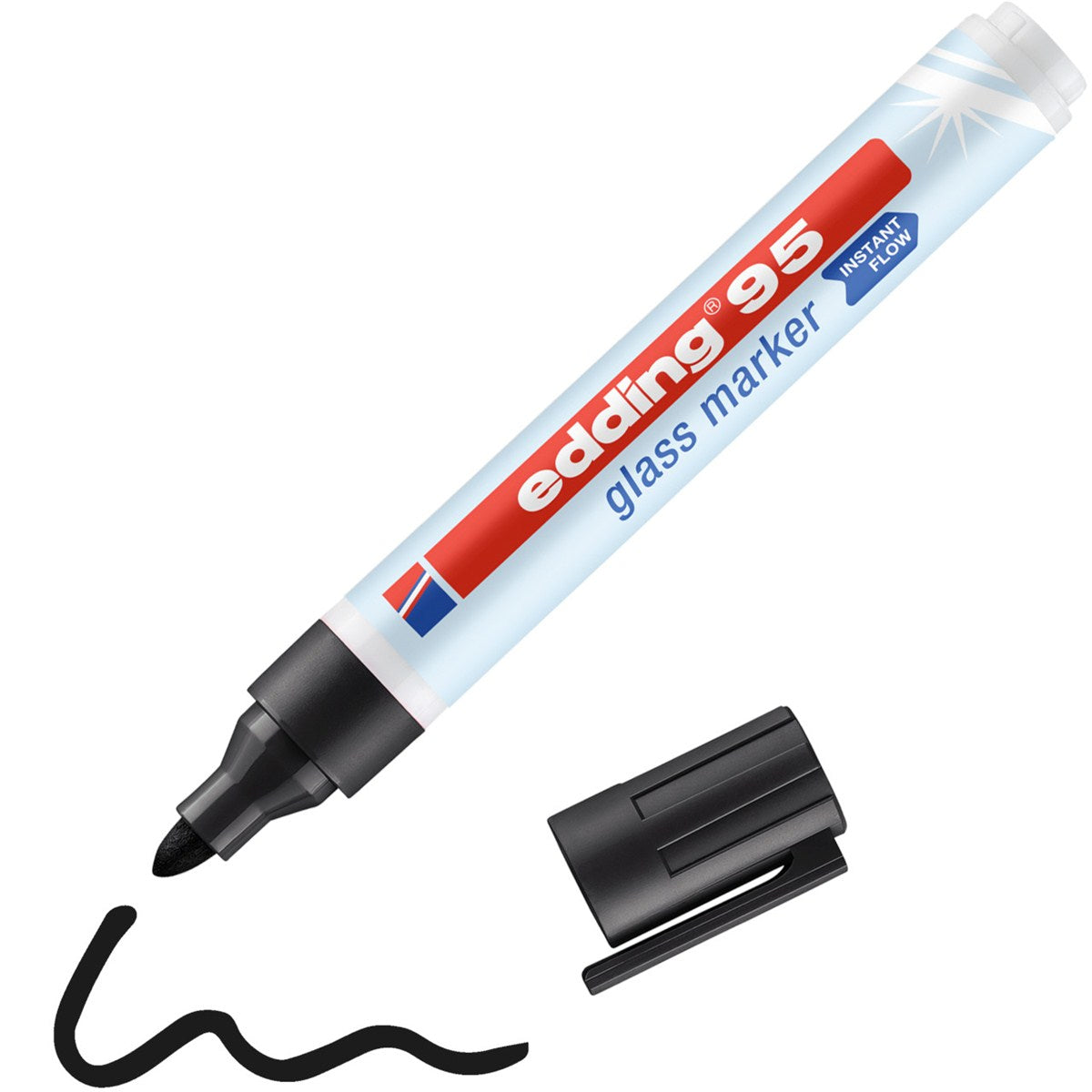Edding Glasboard Marker 95 – Rundspitze 1,5-3 mm – Schwarz – trocken abwischbar