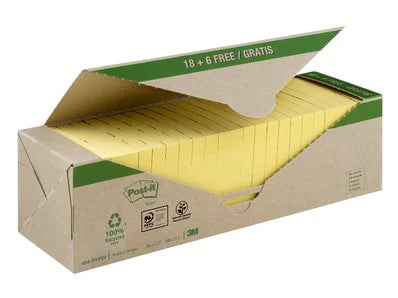 3M Post-it Haftnotizen – 76 × 76 mm – Gelb, 100 Blatt/Block, 24er-Pack
