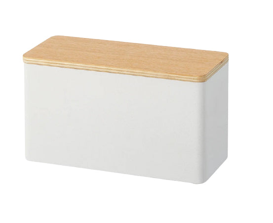 Yamazaki Aufbewahrungsbox (mit Deckel) – Metall/Holz – Schwarz/Natur – 105 × 140 × 230 mm