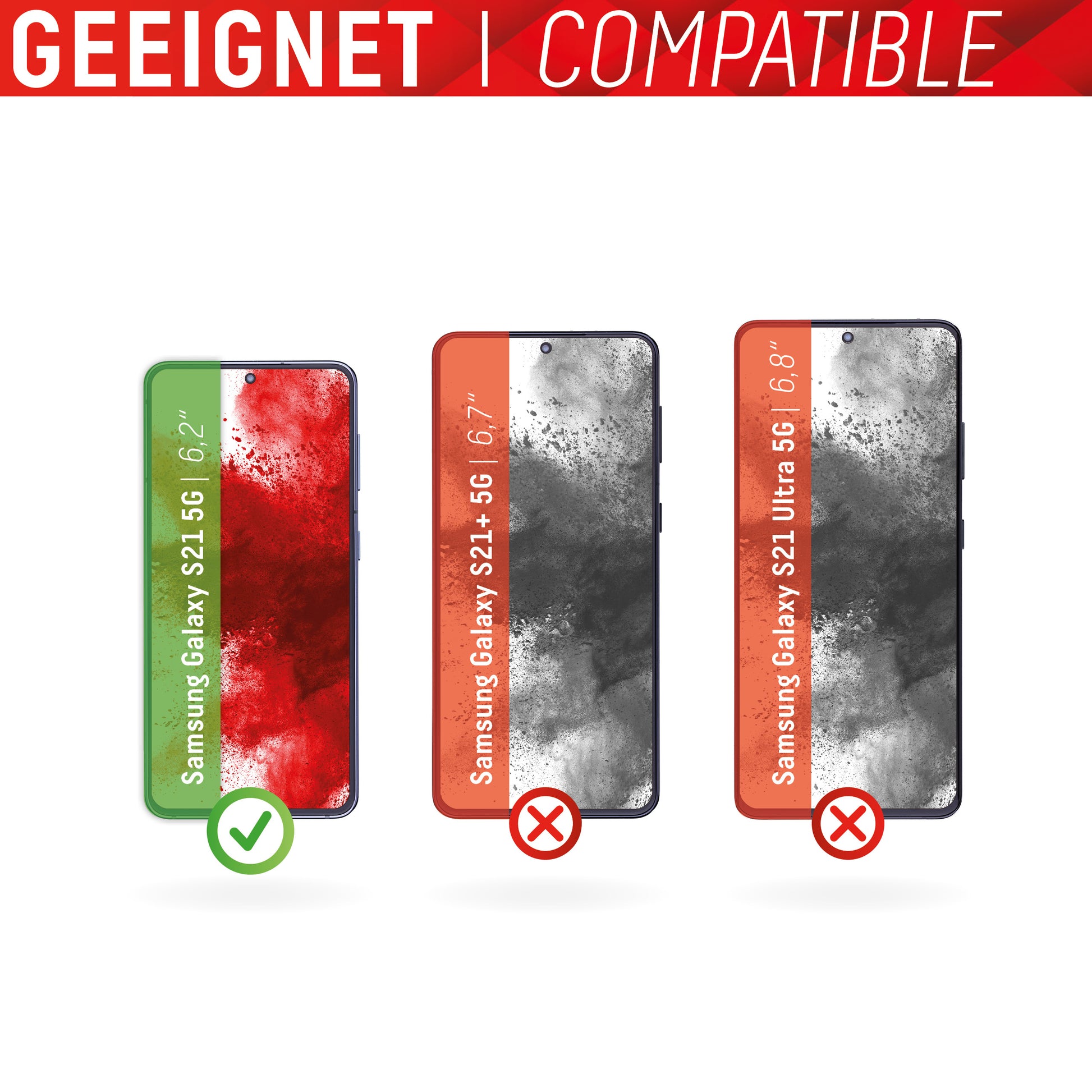 Displex Displayschutz (Panzerglas), 10H – für Galaxy S21 – mit Applikator