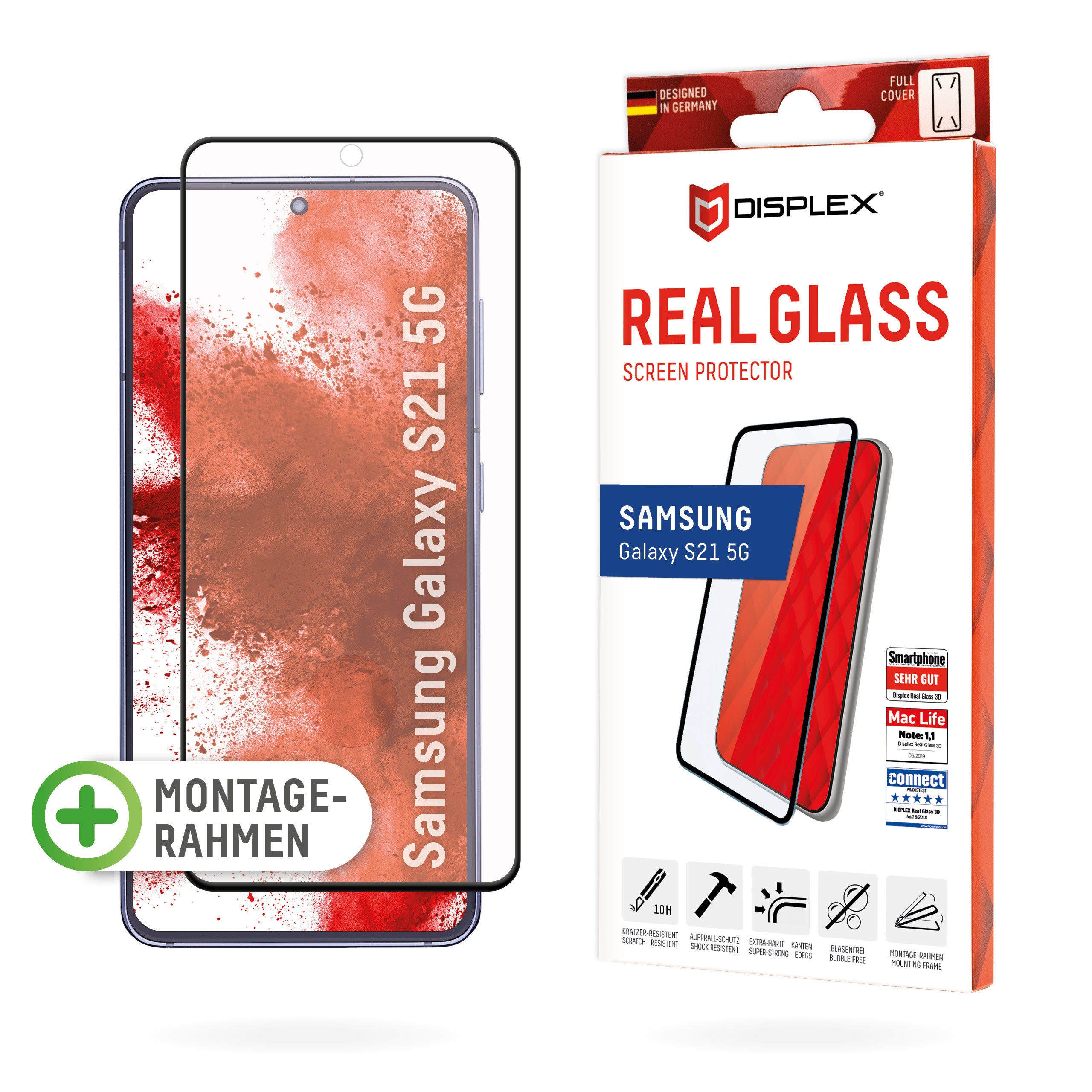 Displex Displayschutz (Panzerglas), 10H – für Galaxy S21 – mit Applikator