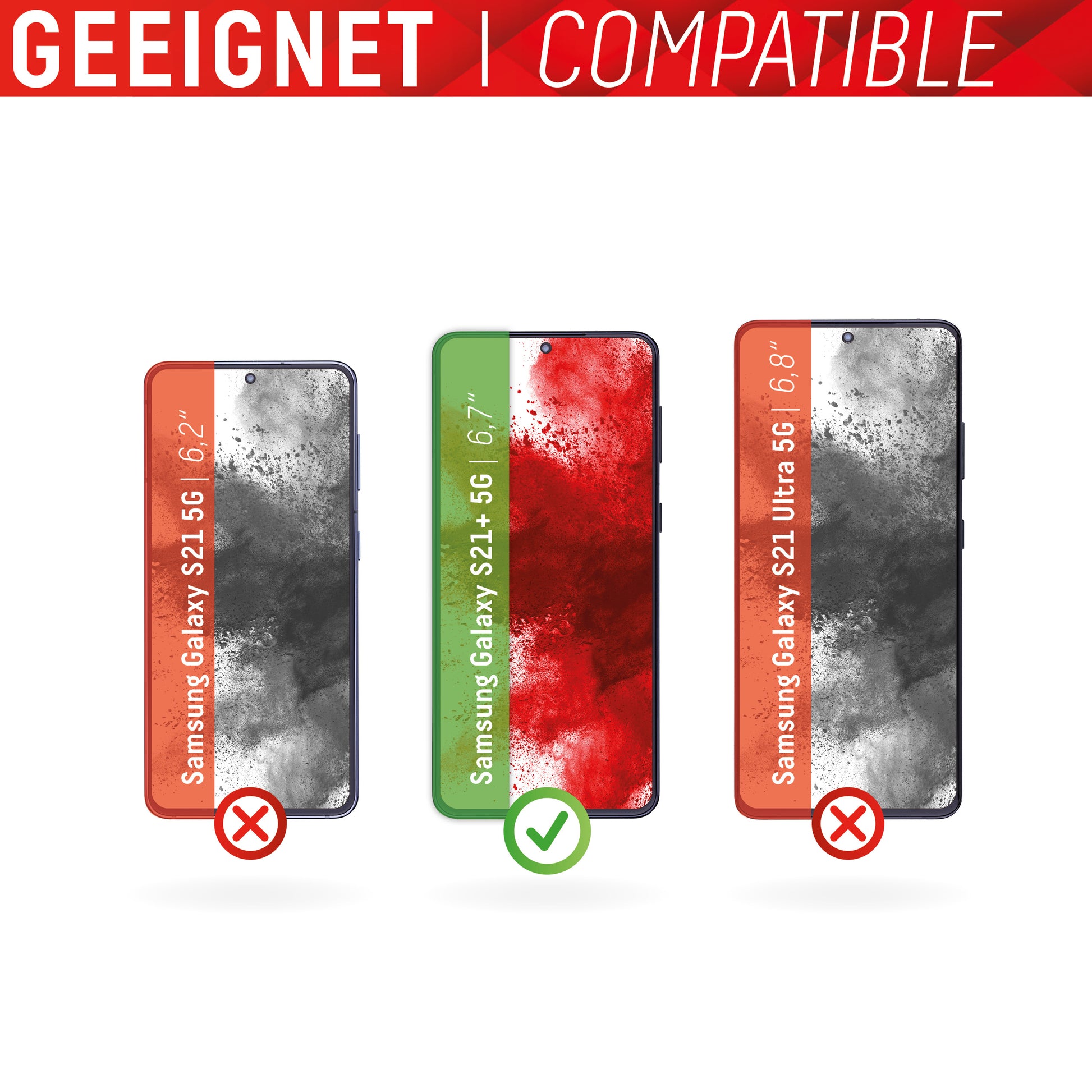 Displex Displayschutz (Panzerglas), Full Cover – für Galaxy S21+ – mit Applikator