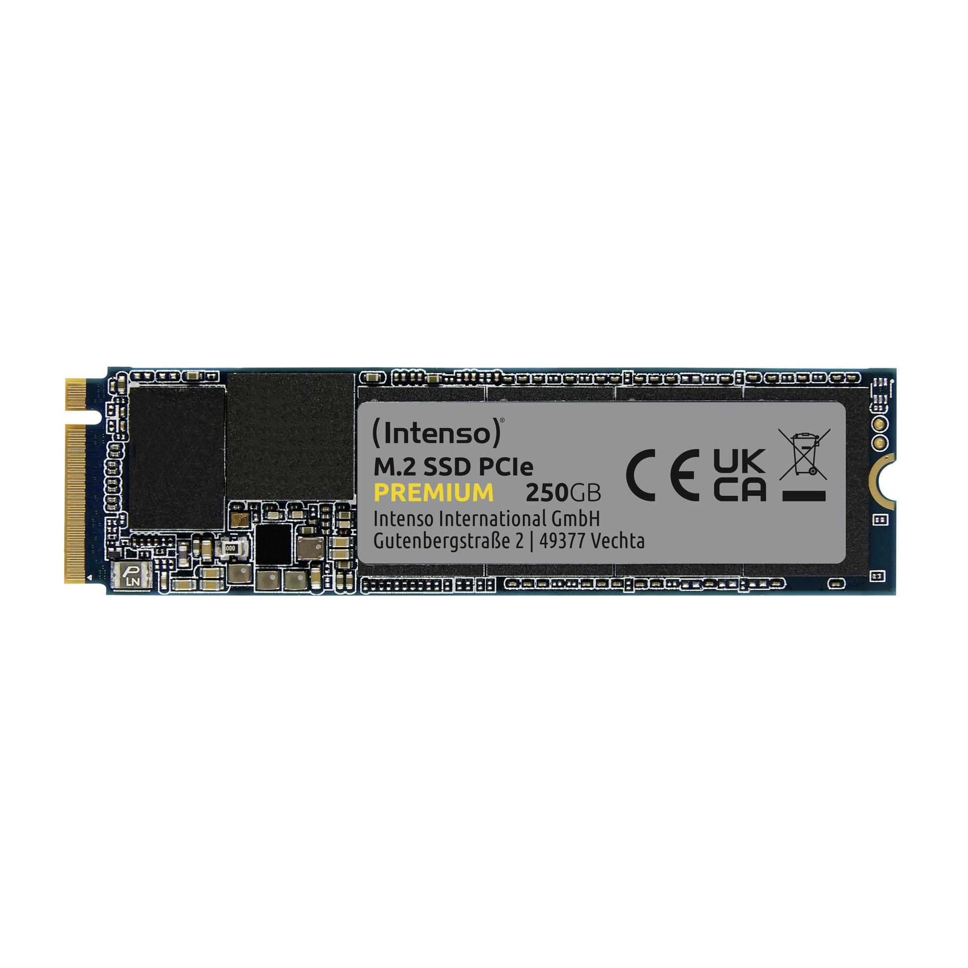 Intenso M.2 SSD Premium 250 GB – M.2 2280, PCIe 3.0 x4 NVMe 1.3, 2'100/1'100 MB/s, für PC/Laptop