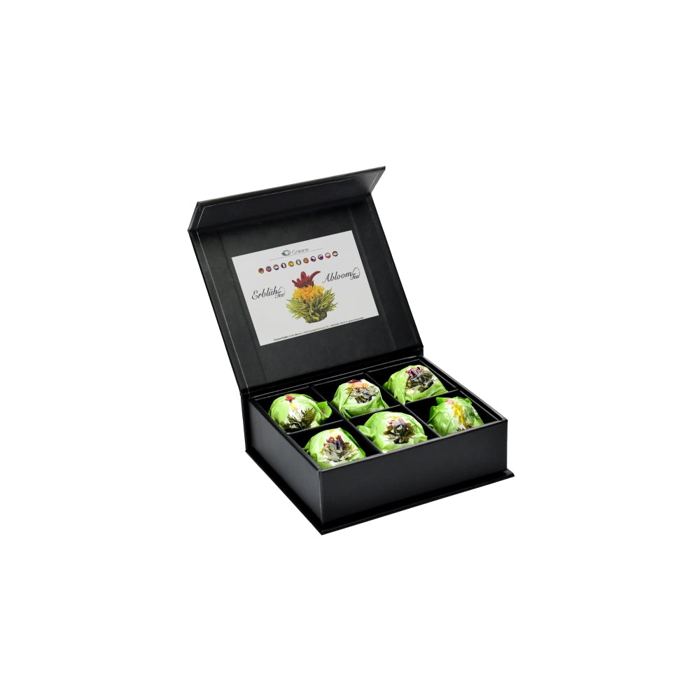 Creano Erblühtee Grüntee – 6 Teeblumen – Magnetbox