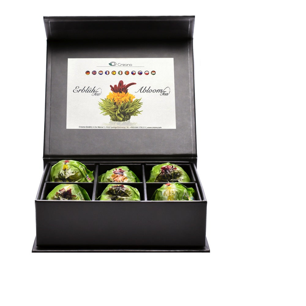 Creano Erblühtee Grüntee – 6 Teeblumen – Magnetbox