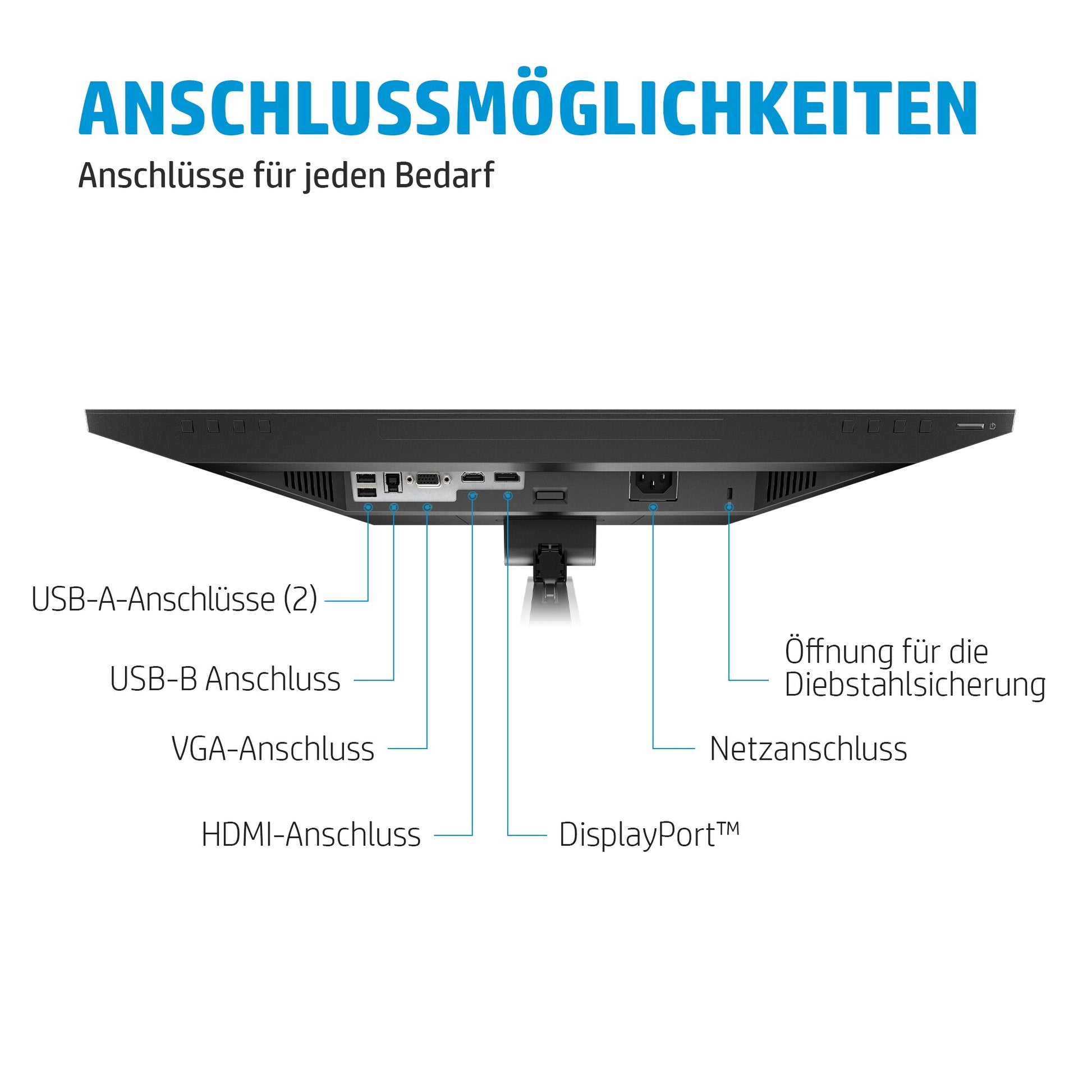 HP E24mv G4 – Monitor, 23,8", 1920 × 1080 (Full HD), IPS, 60 Hz, 250 cd/m², Webcam, VESA 100 × 100, Schwarz