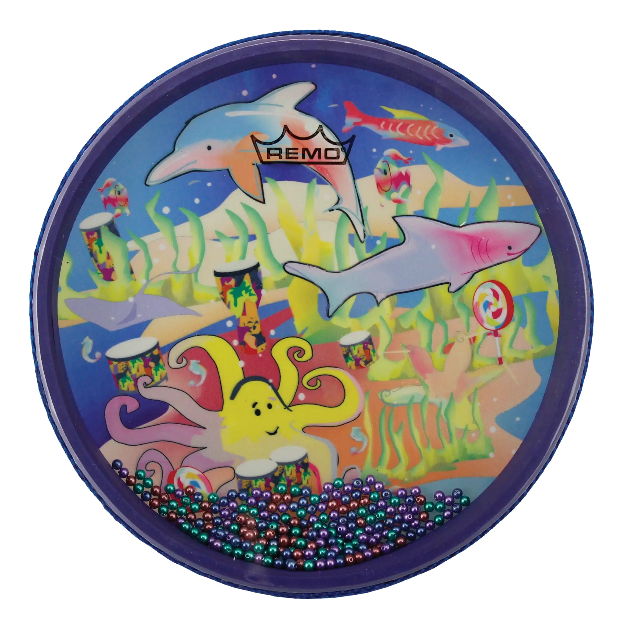 REMO Ocean Disk Trommel – Meeresmotive – Ø 20,3 cm, Tiefe 2,5 cm – ab 3 Monaten – mehrfarbig