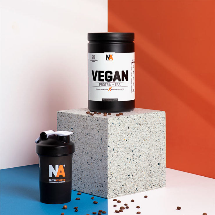 NUTRIATHLETIC Vegan Protein Pulver – Cappuccino, glutenfrei, zuckerfrei – 800 g
