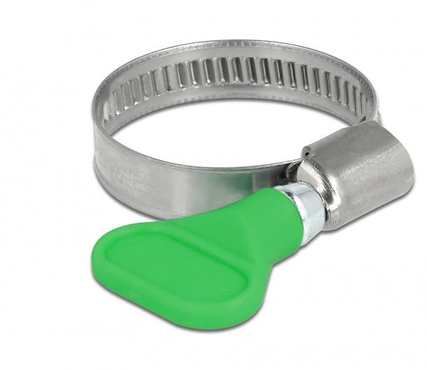 DeLOCK Schlauchschellen (Schmetterlingsklemme) – Ø 20–35 mm, Breite 9 mm, Kunststoff/Edelstahl, Grün, 5 Stk.