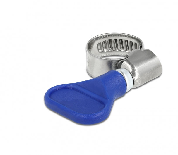 DeLOCK Schlauchschelle (Schmetterlingsklemme) – Ø 10–16 mm, Breite 9 mm, Kunststoff/Edelstahl, Blau, 5 Stk.