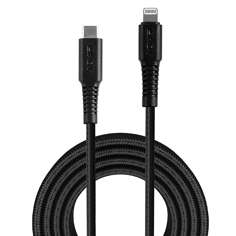 Lindy Kabel – Lightning auf USB‑C 3 m, Schwarz – für iPhone/iPad