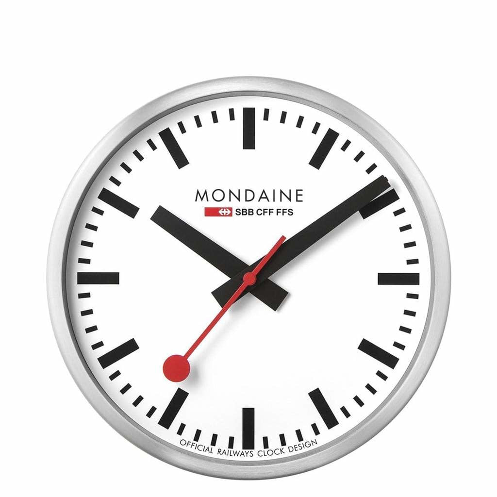 Mondaine Wanduhr – Ø 25 cm, silber, Aluminium, lautlos