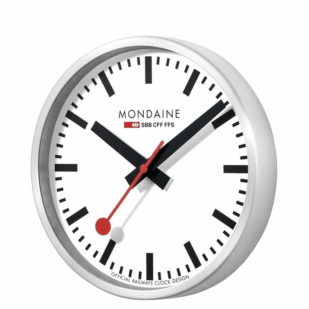Mondaine Wanduhr – Ø 25 cm, silber, Aluminium, lautlos
