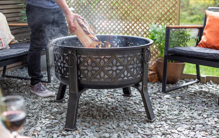 La Hacienda Moreque Feuerschale – Ø 76 × 68 cm – Stahl, bronze