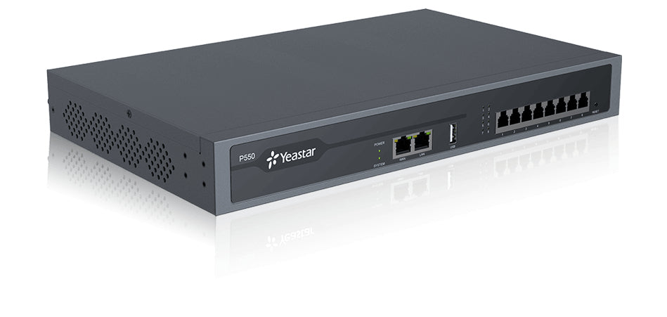 Yeastar P-Serie P550 – IP-PBX, 50 SIP-Konten, 25 gleichzeitige Gespräche, Gigabit, 2× RJ-45, mit AB, Schwarz