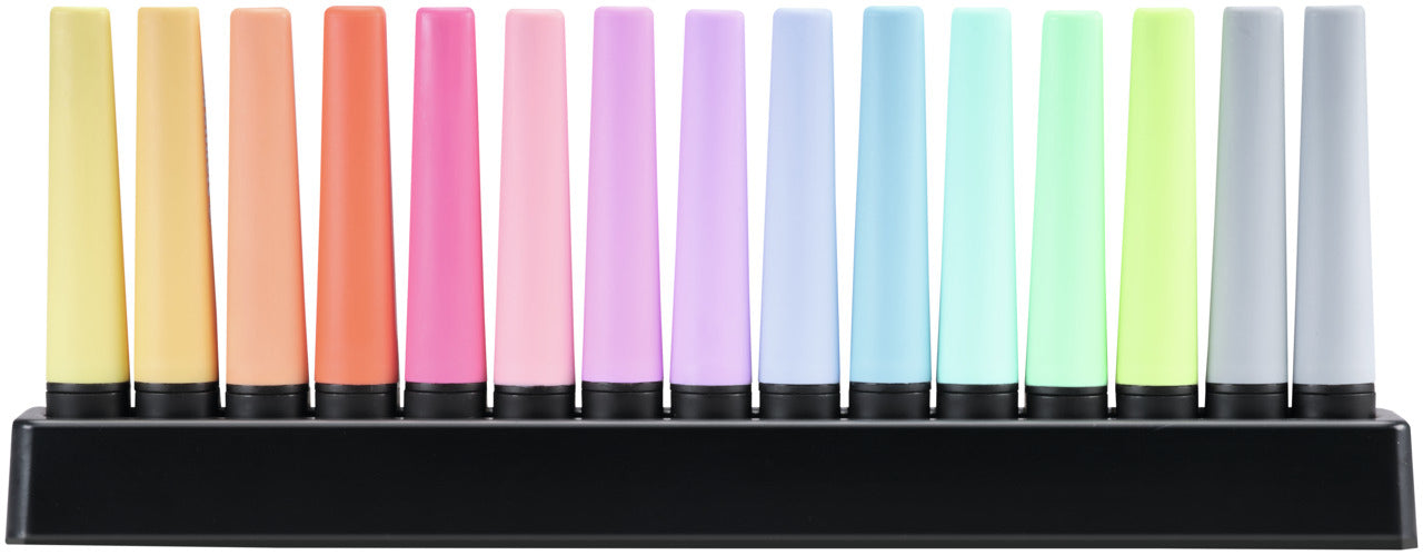 STABILO BOSS Original Pastell Textmarker – 15er Set, Farben sortiert, Keilspitze 2–5 mm, nachfüllbar