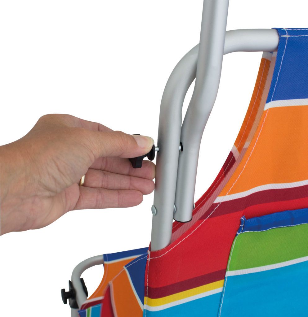 Eurotrail Strandwagen Stripes – faltbar, Aluminiumrahmen – bis 80 kg, 680 × 1120 × 720 mm – mehrfarbig
