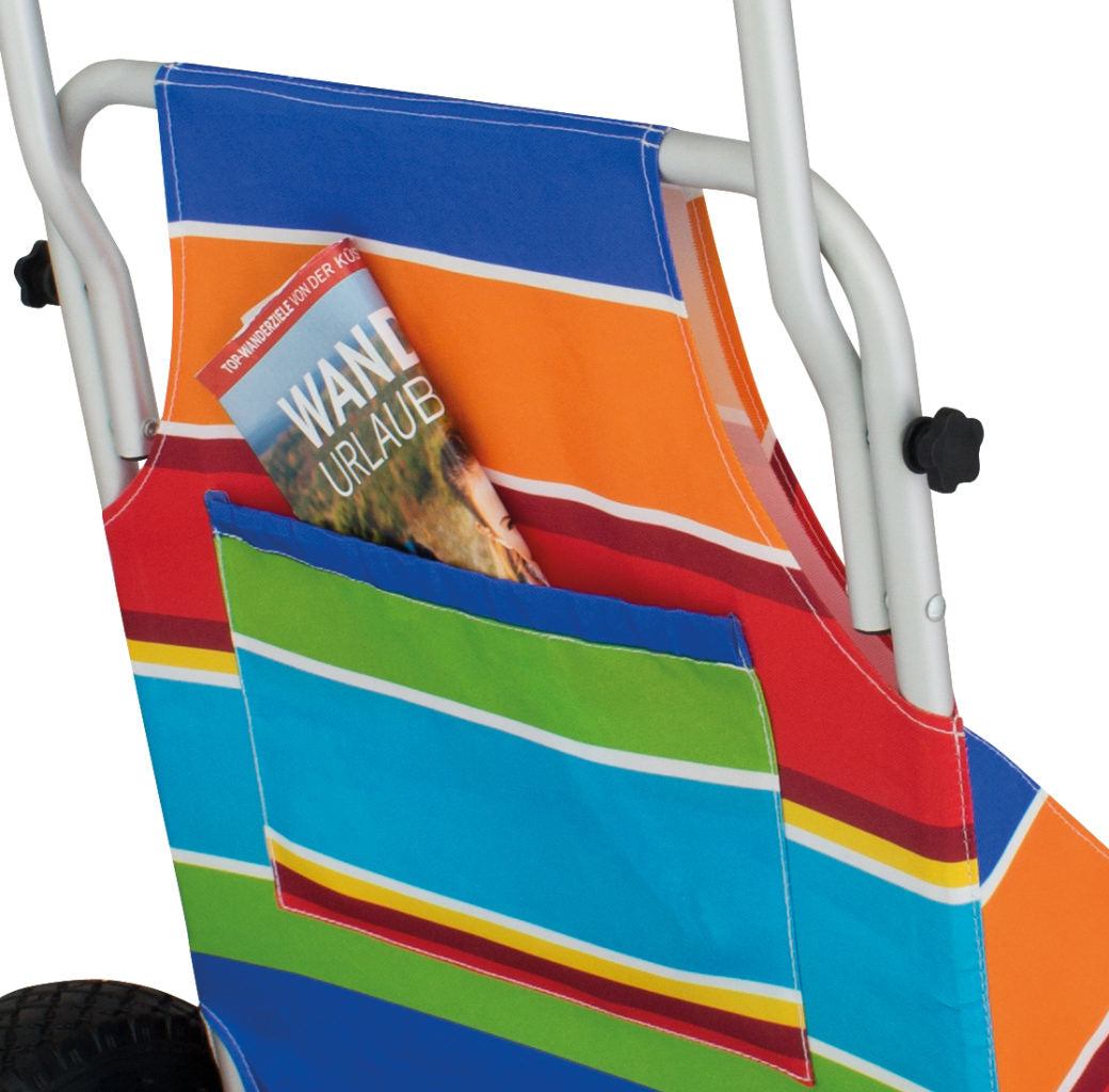Eurotrail Strandwagen Stripes – faltbar, Aluminiumrahmen – bis 80 kg, 680 × 1120 × 720 mm – mehrfarbig