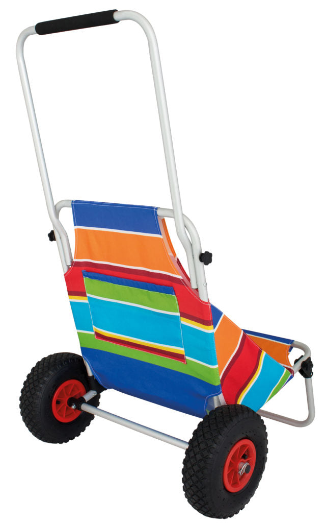 Eurotrail Strandwagen Stripes – faltbar, Aluminiumrahmen – bis 80 kg, 680 × 1120 × 720 mm – mehrfarbig
