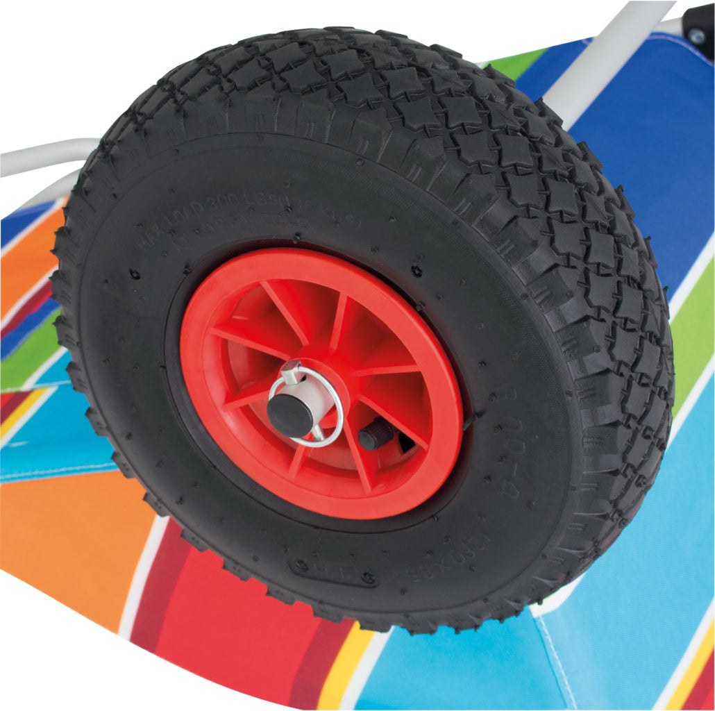 Eurotrail Strandwagen Stripes – faltbar, Aluminiumrahmen – bis 80 kg, 680 × 1120 × 720 mm – mehrfarbig