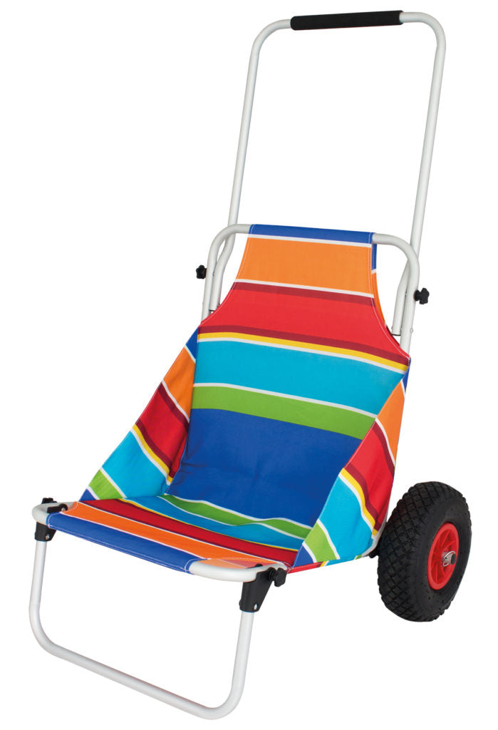 Eurotrail Strandwagen Stripes – faltbar, Aluminiumrahmen – bis 80 kg, 680 × 1120 × 720 mm – mehrfarbig