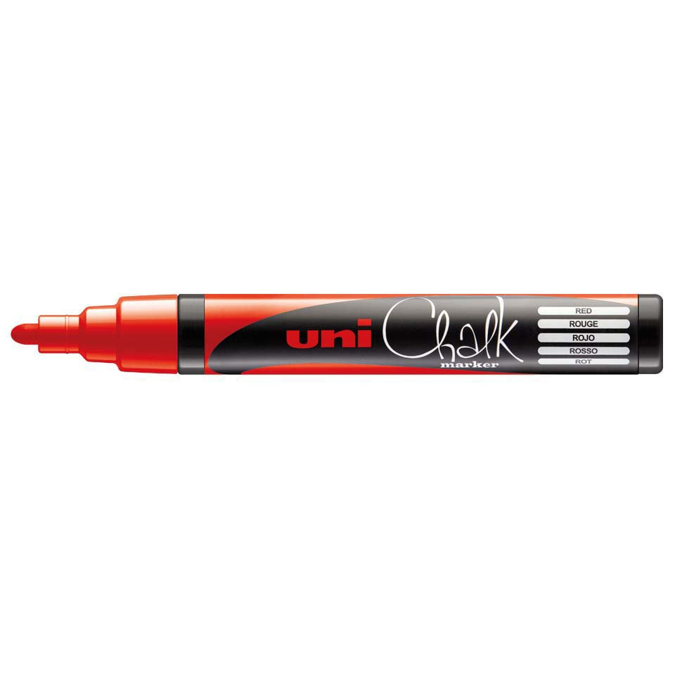 Uni-Ball PWE-5M Kreidemarker – Keilspitze 1,8–2,5 mm – Metallic Rot, für Glas/Holz