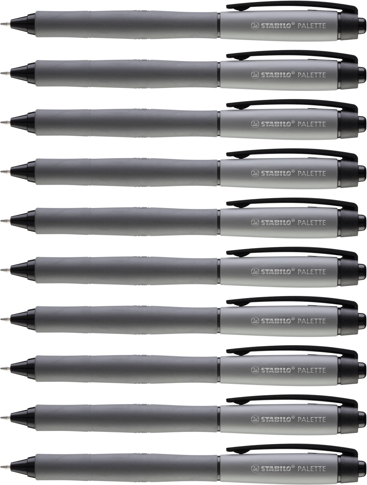 STABILO Palette – Tintenroller, 0,4 mm, Schwarz, Druckmechanik, Kunststoff – 10 Stk.