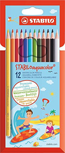 STABILO Aquarellfarbstifte Aquacolor – 12 Farben