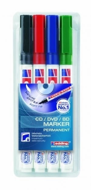 Edding Permanentmarker für CD/DVD/BD – sortiert, 4er Pack