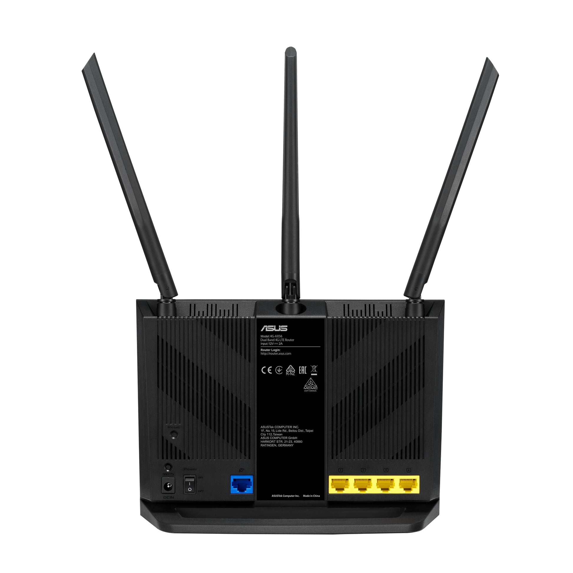 ASUS 4G-Router, Wi-Fi 6, Dual-Band (2,4/5 GHz), 1201 Mbit/s, 5× GbE, Nano-SIM, Schwarz